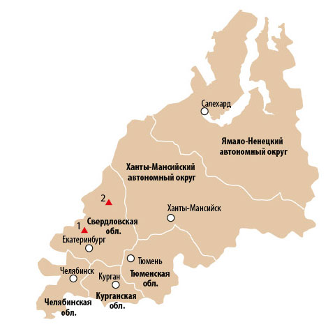 Свердловская область тюменская область карта